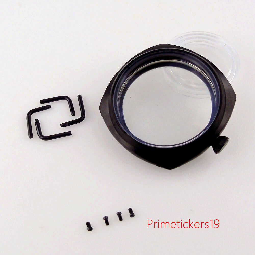 Black PVD 47mm Watch Case Sandwich Dial Hands Set Fit ETA 6497 6498 ST3600 3620