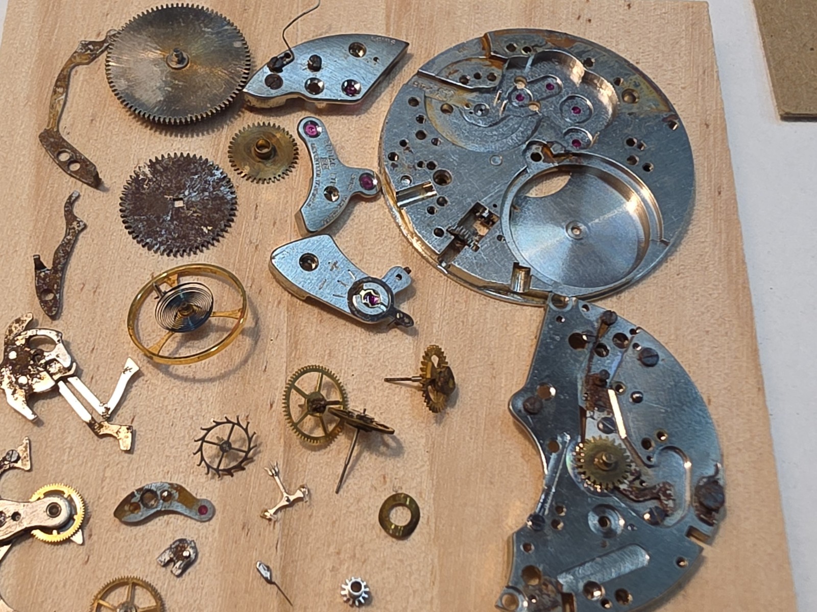 Lot Of Zodiac Cal 50/Landeron 248 Chrono Movement Parts-Balance Wheel, Bridges..