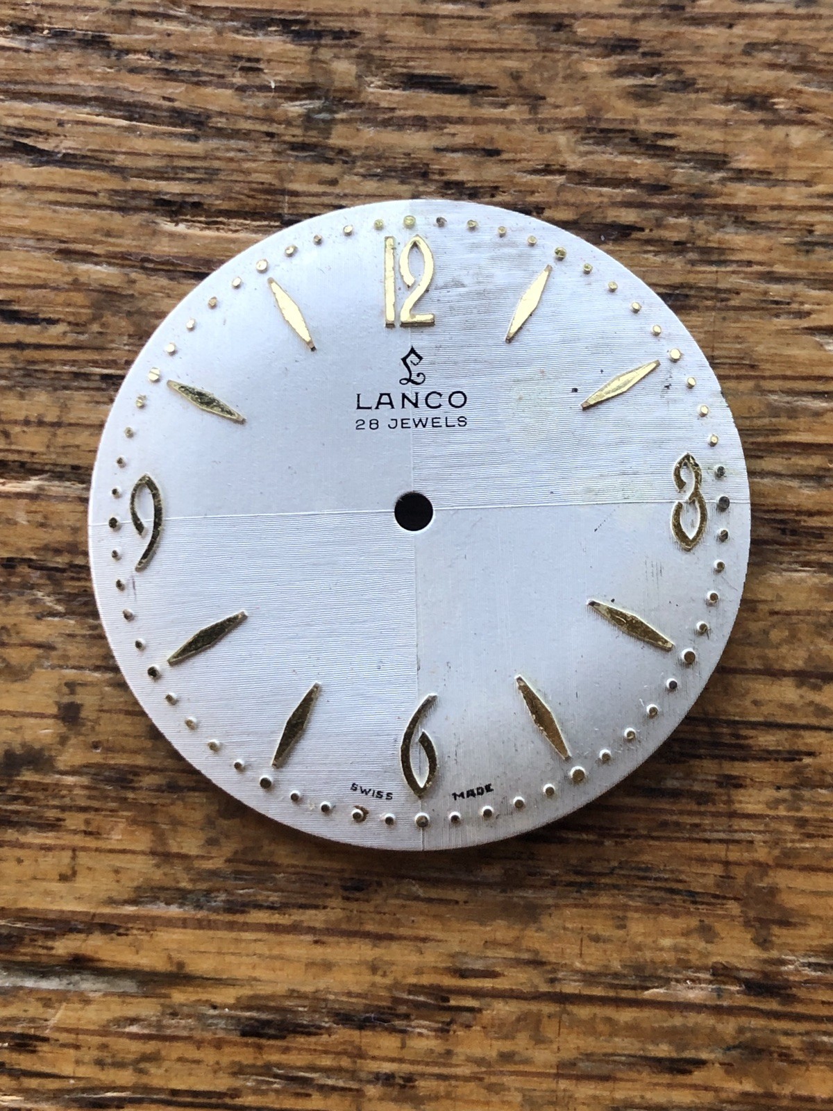 Vintage Lanco Swiss Wristwatch Dial Only for Parts 33mm