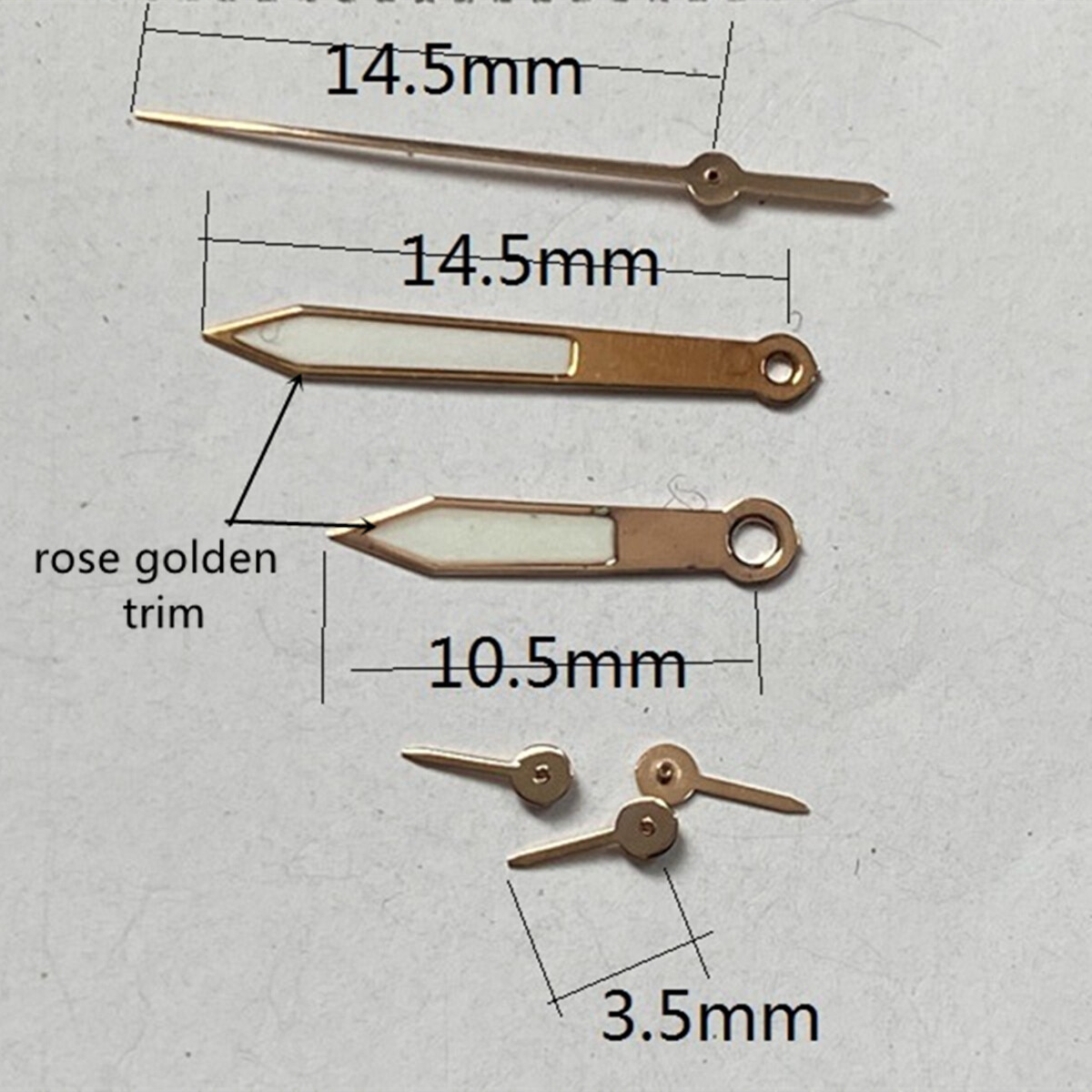 14.5mm Rose Golden Trim Green Luminous Watch Hands for VD53 VD54 VD57 Movement
