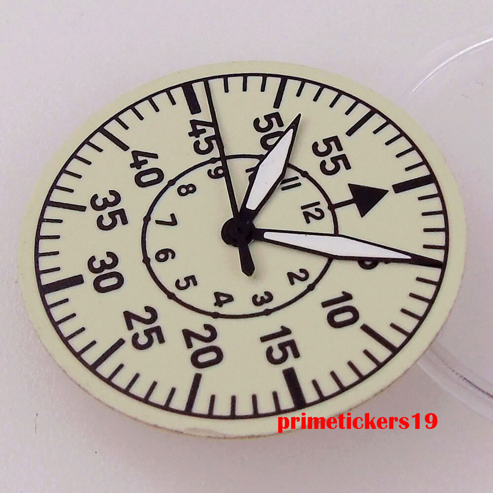 29mm Creamy Watch Dial Hands Full Green Luminous Fit NH35 NH36 ETA2824 PT5000