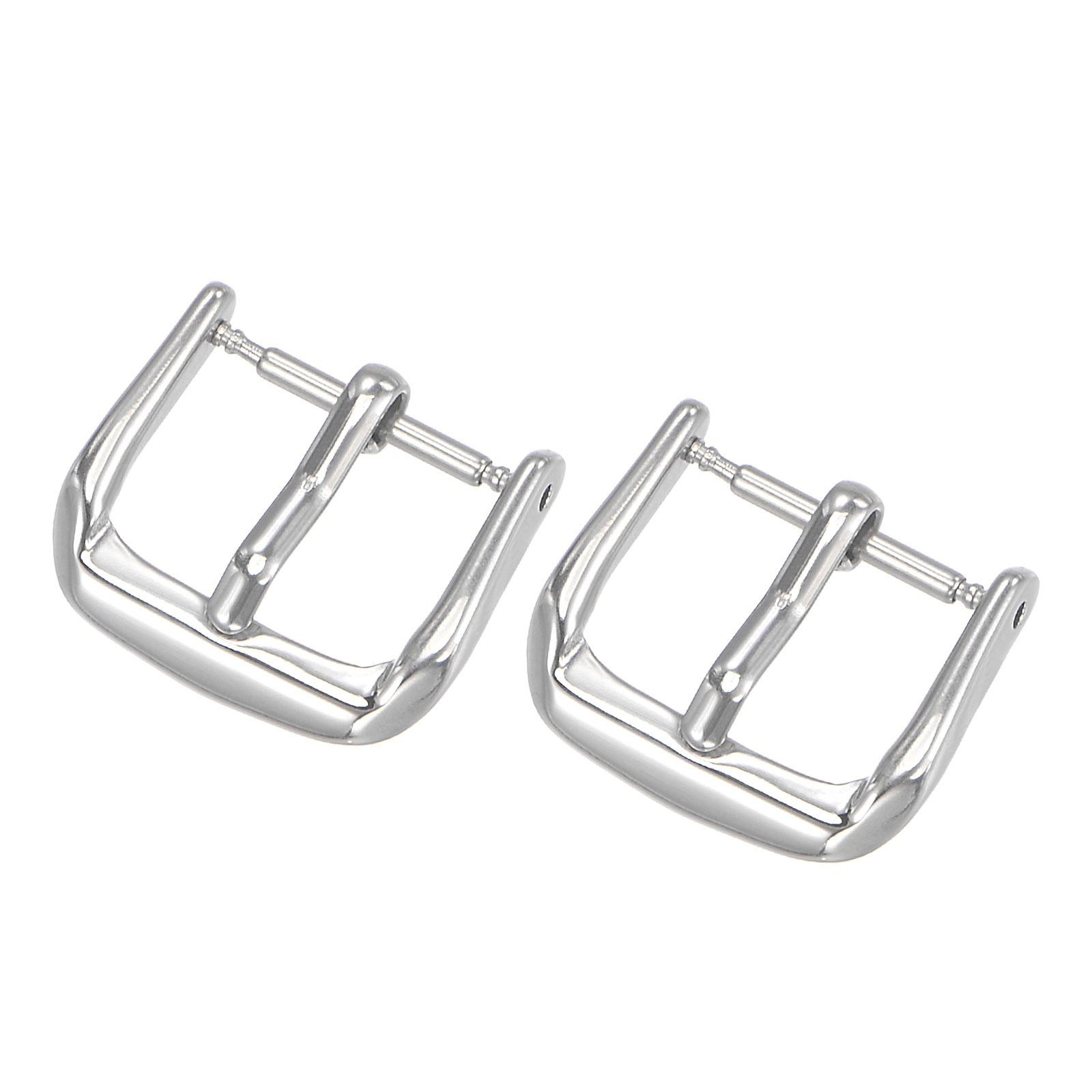 Watch SUS316 Polished PVD Buckle, Silver Tone for 14mm Width Watch Bands 2 Pcs