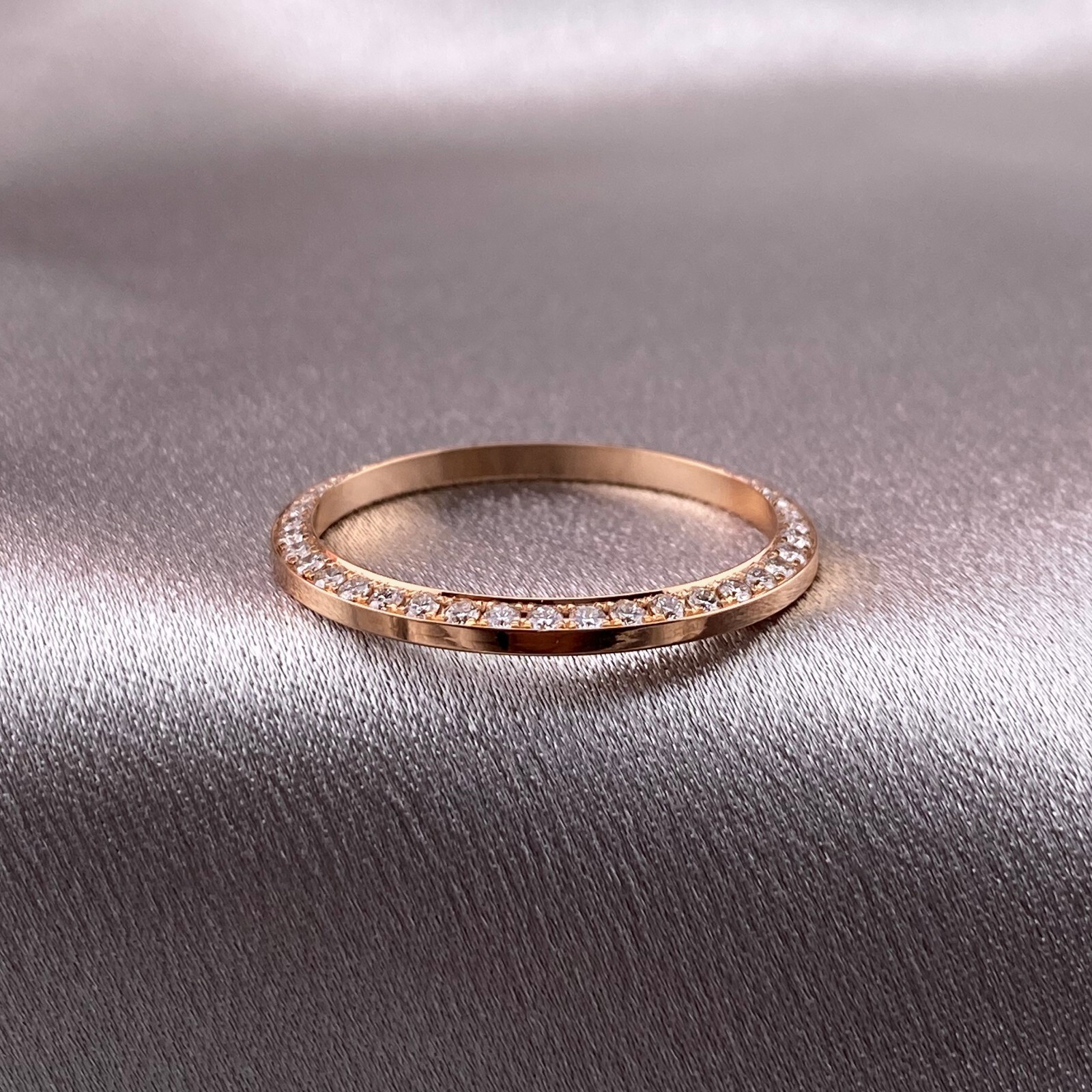 CUSTOM DIAMOND BEZEL 1.0O CTS. 18K ROSE GOLD TO FIT ROLEX DATEJUST-DAYDATE 31MM