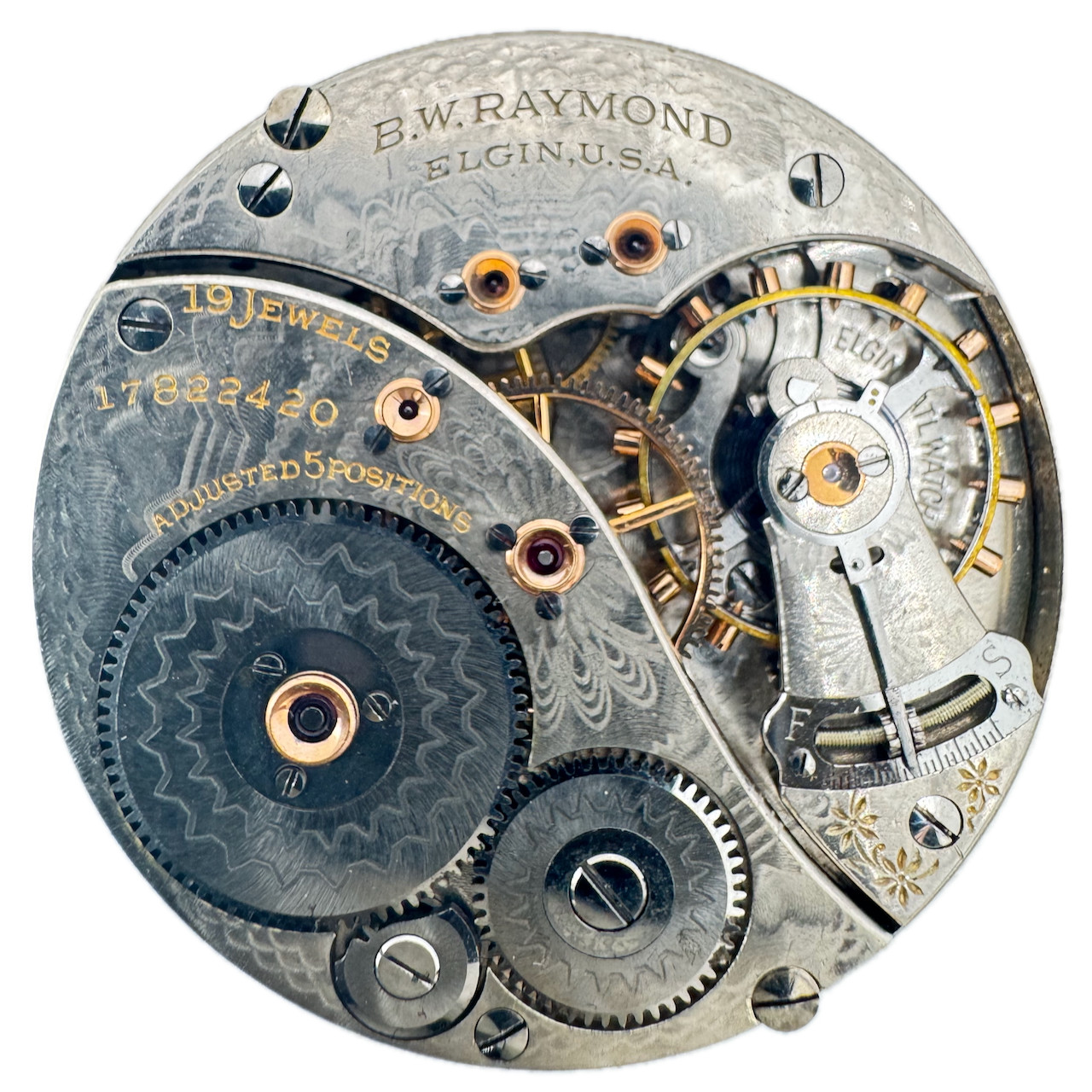 Antique 16s 1914 Elgin 19j Mechanical Railroad Pocket Watch Movement 372 USA