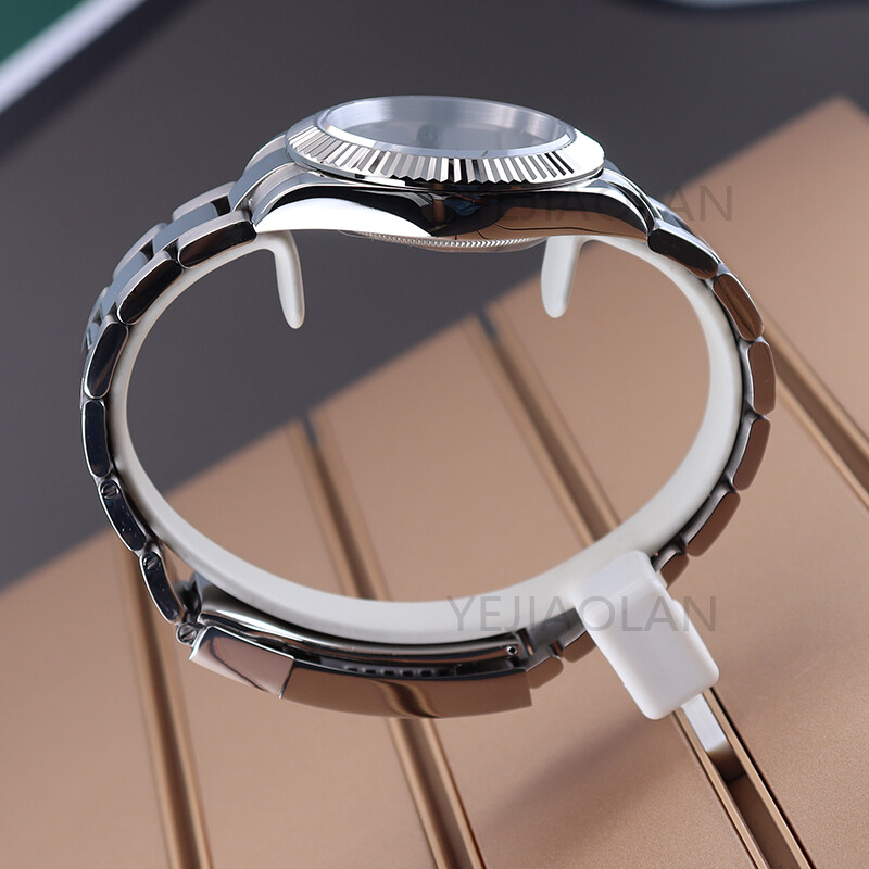 36/40mm Silvery Watch Case+Strap+Cyclops Sapphire Glass For Seiko NH35 Movement