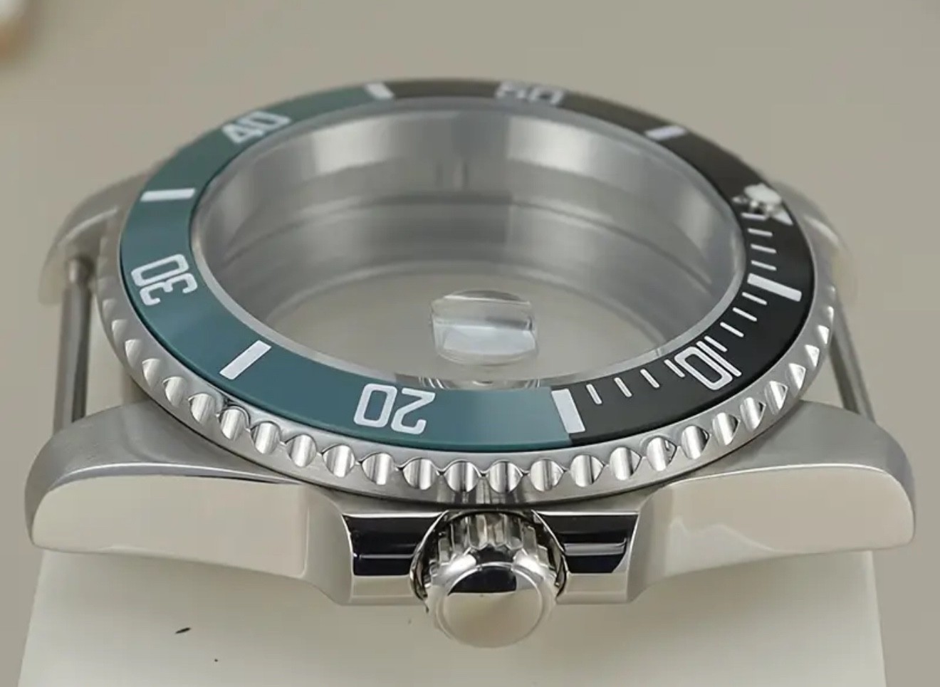 40mm Stainless Steel Sapphire Glass Solid Watch Case For NH35/36 Date Loupe
