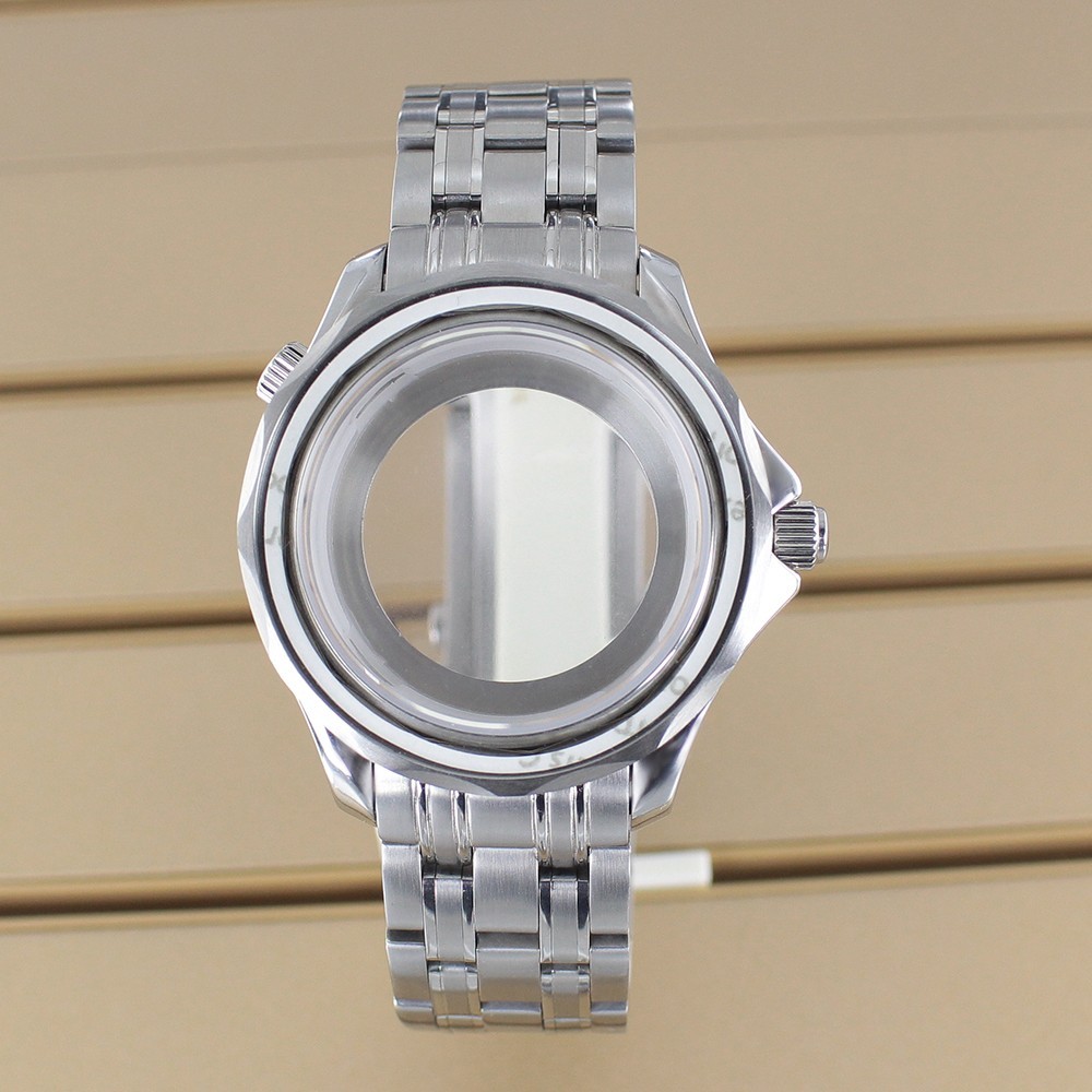 41mm Pilot Watch Case Classic Silver Sapphire For Seiko NH35 Automatic Movement
