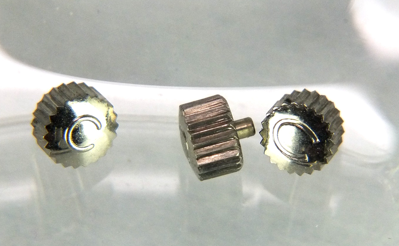 Lot of 3 signed Bulova CARAVELLE Long Tube/WATER RESISTANT 5mm Crowns *NOS*