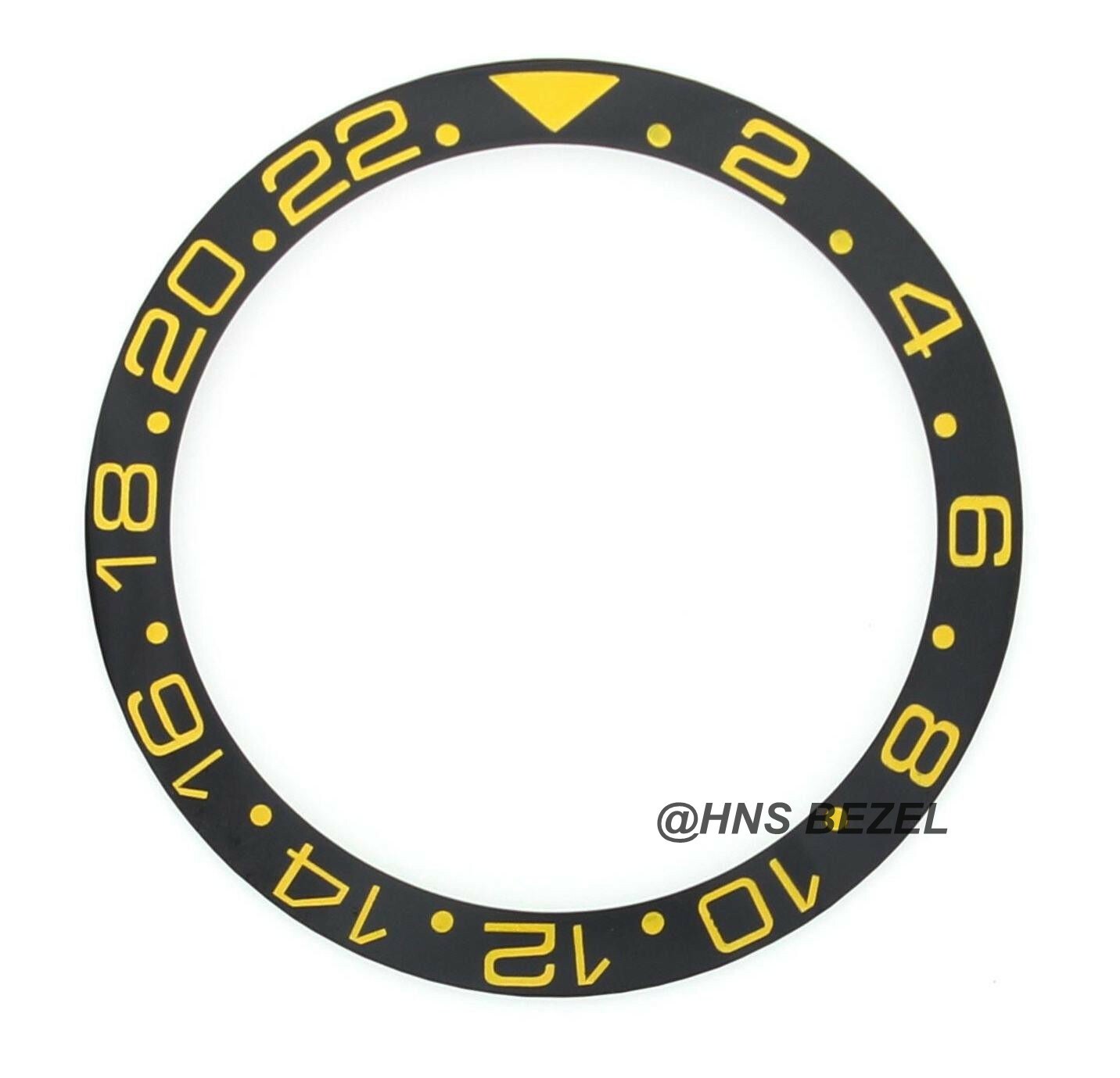 CERAMIC BEZEL FOR ROLEX 40MM GMT MASTER II BLACK WITH GOLD NUMBERS ENGRAVED