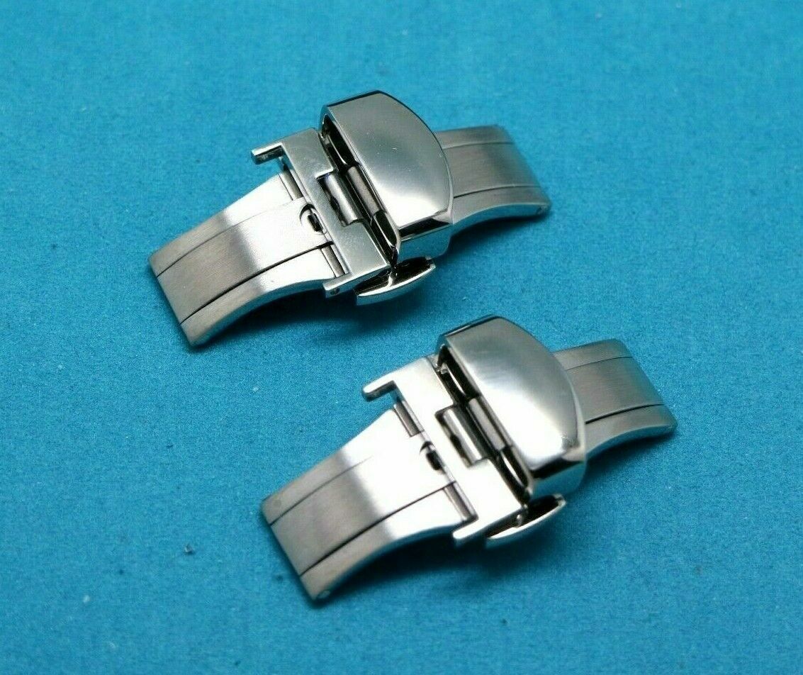 1 – 10Pcs 16mm Swiss 316L Stainless Silver Tone Push Button Deployment Clasp
