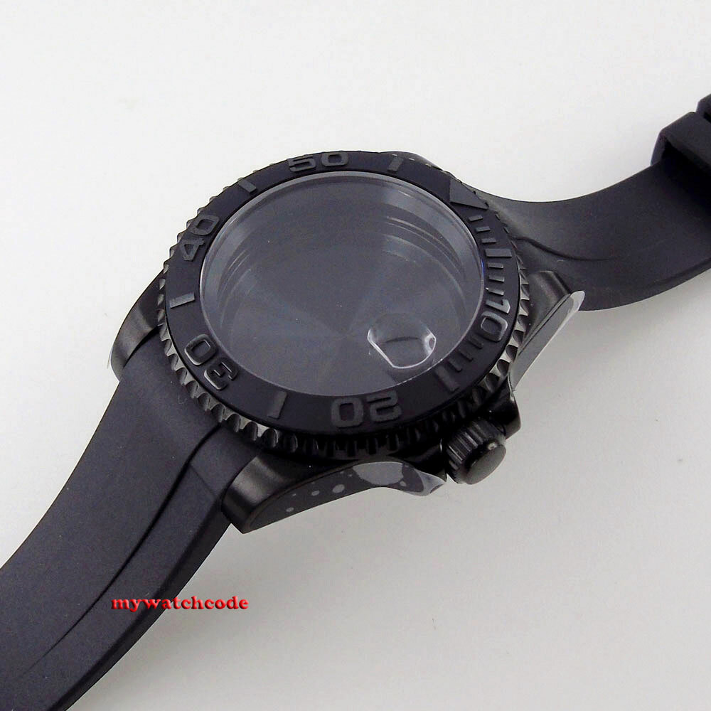 40mm Black Yatch Ceramic Bezel Sapphire PVD Watch Case Fit NH34 NH35 2824 8215