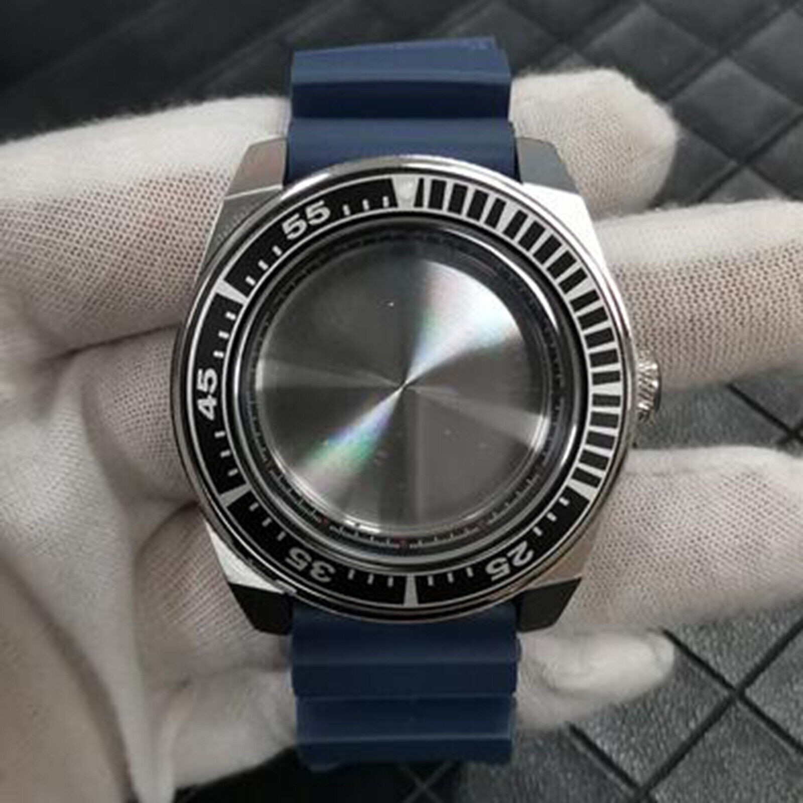 361 Steel Watch Case Buckle Dark Blue Strap 42.5mm for NH35/NH36 Movement