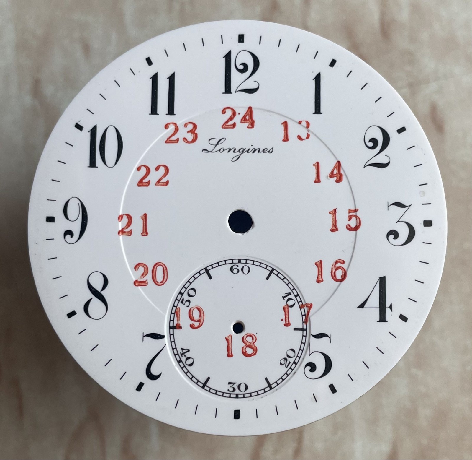 Vintage Longines Pocket Watch Set Porcelain Dial and Hands