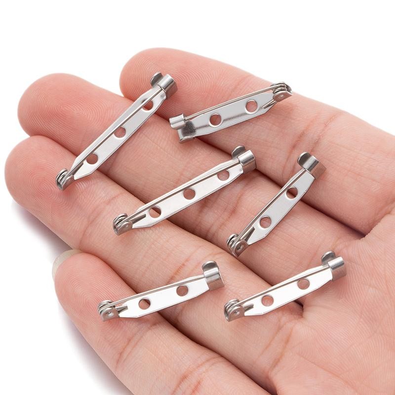10/20pcs Stainless Steel Brooch Pin Backs Safety Clasp Lock for Diy Name Badge J