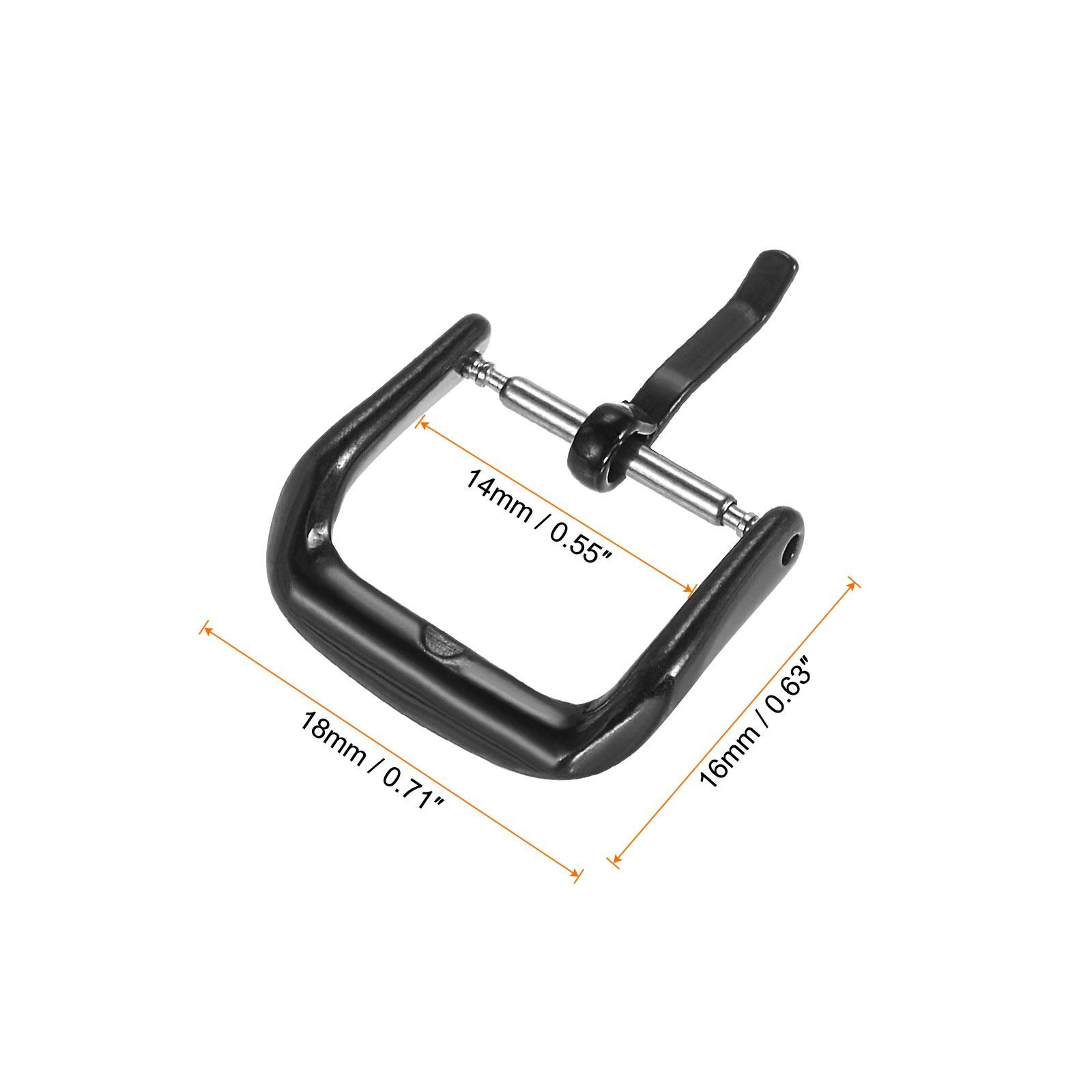 Watch SUS316 Polished PVD Buckle, Black for 14mm Width Watch Bands