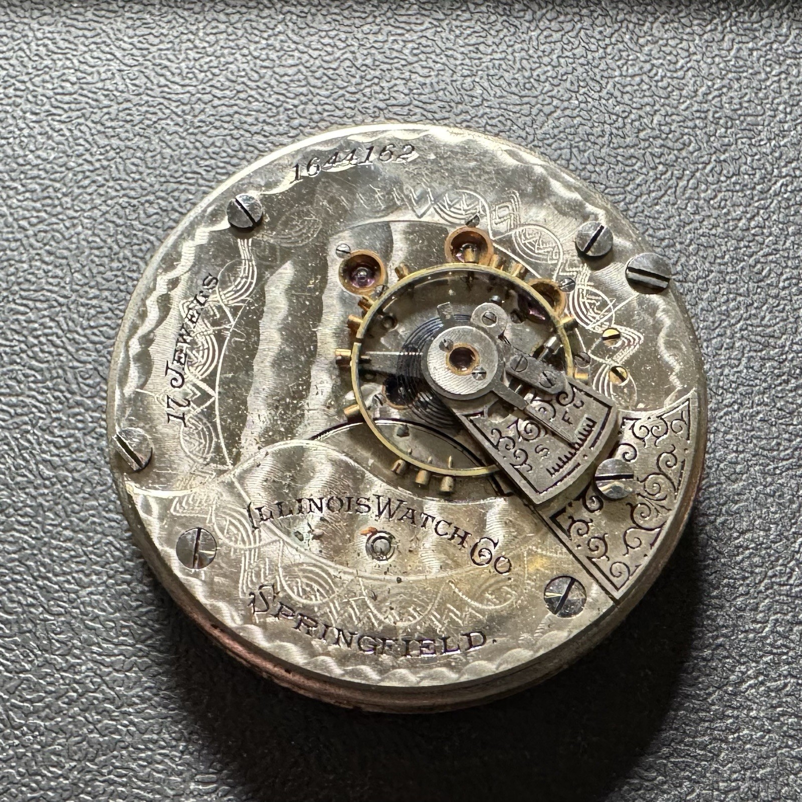 1902 ILLINOIS 18S 17J GRADE 61 PW LS POCKET WATCH MOVEMENT & DIAL
