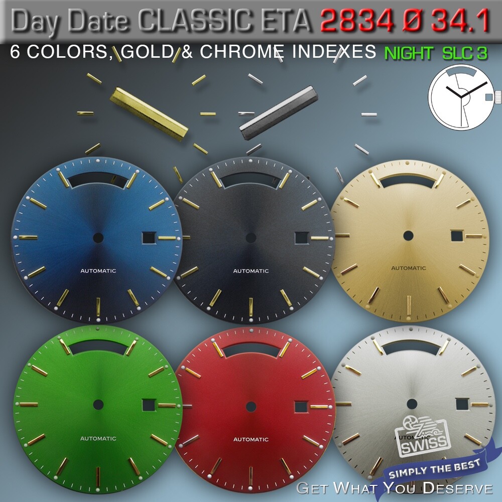 CLASSIC DIAL, FIT DAY/DATE MOVEMENT ETA 2834-1, Ø 34.1 MM – 6 COLORS, SUNBRUSH
