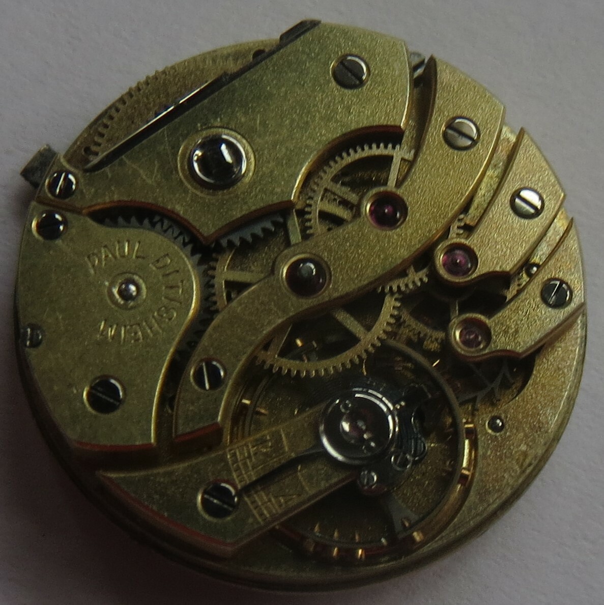 Paul Ditisheim pocket watch movement & enamel dial stem to 3 23,5 mm in diameter