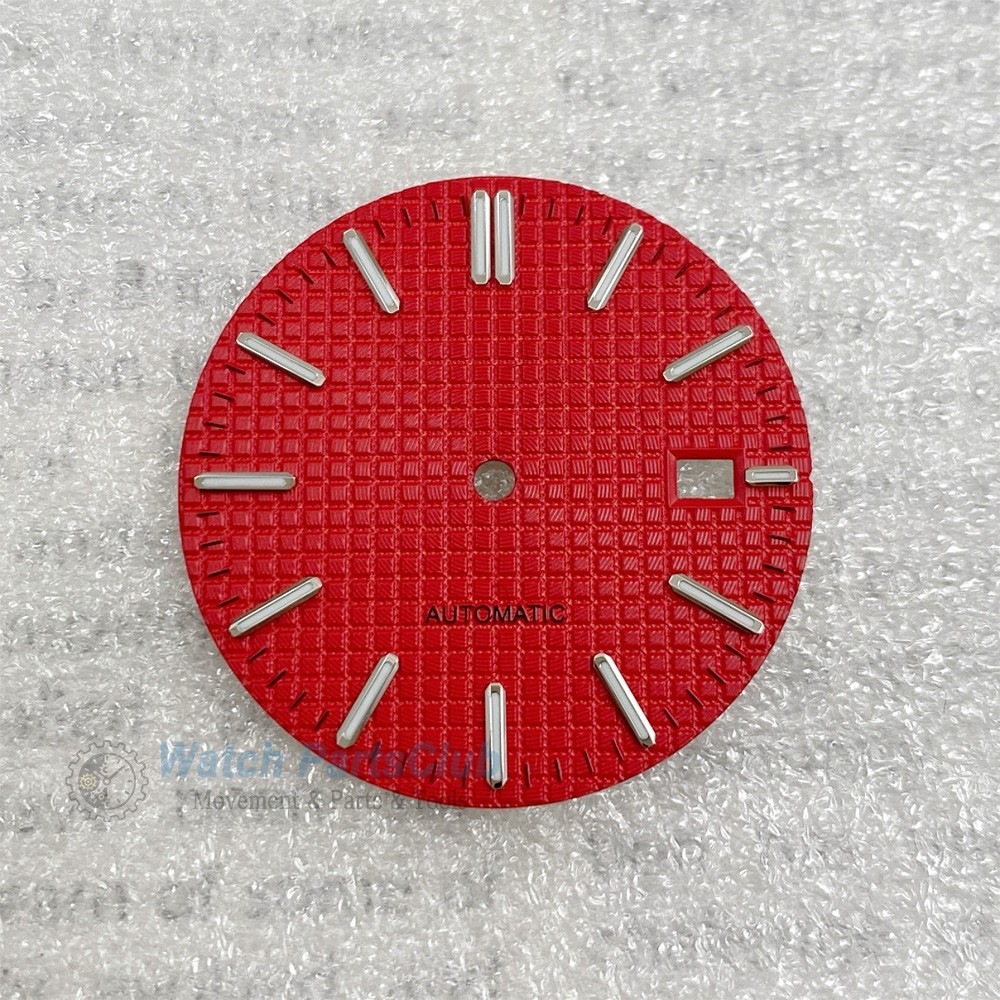 31.8mm Grid Green Luminous Calendar Watch Dial Fit NH35 NH36 Movement