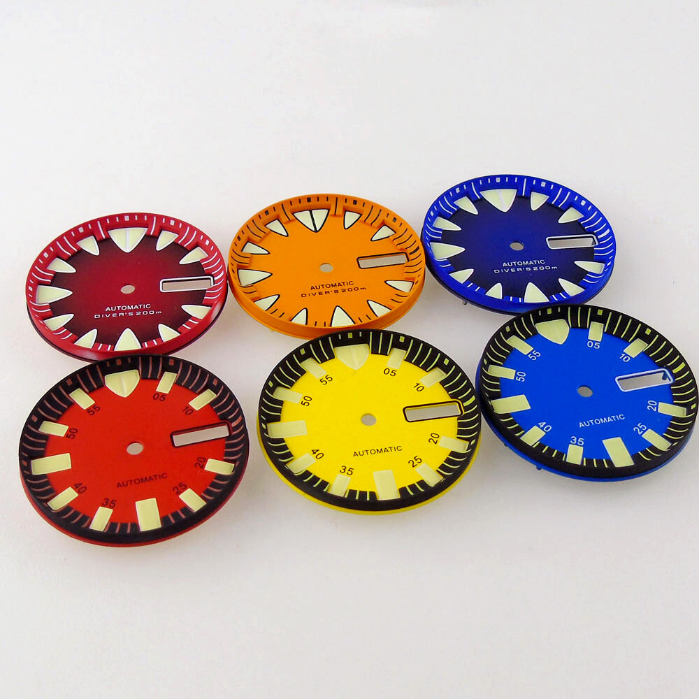 29mm Tandorio Blue Orange Red Yellow Dial Chapter ring Fit Japan NH36A movement