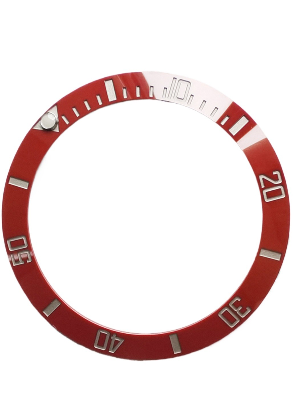 Platinum Filled Red Ceramic Bezel Insert For Submariner Mens Watch 38mmX30.7mm