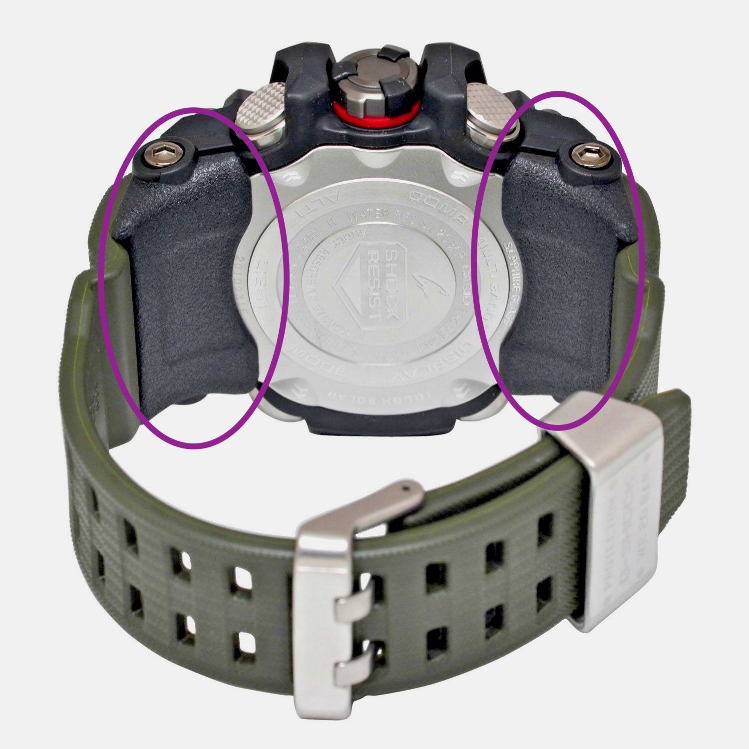 Casio G Shock GWG1000 GWG1000DC GWG1000GB black resin band end pieces X 2