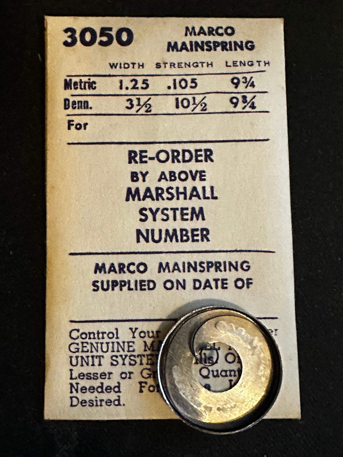 Marco Mainspring #3050 for Admiral 174, Reconvilier 174, Marc Favre 126 – Steel