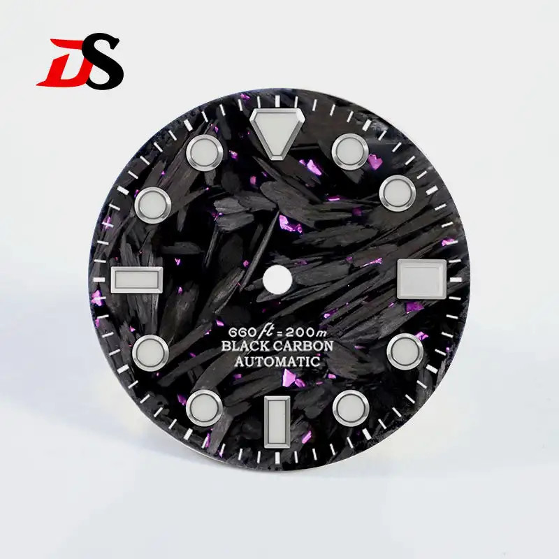 Carbon Fiber Dial 28.5mm Blue Broken Blue Lume Fits NH35 Movement
