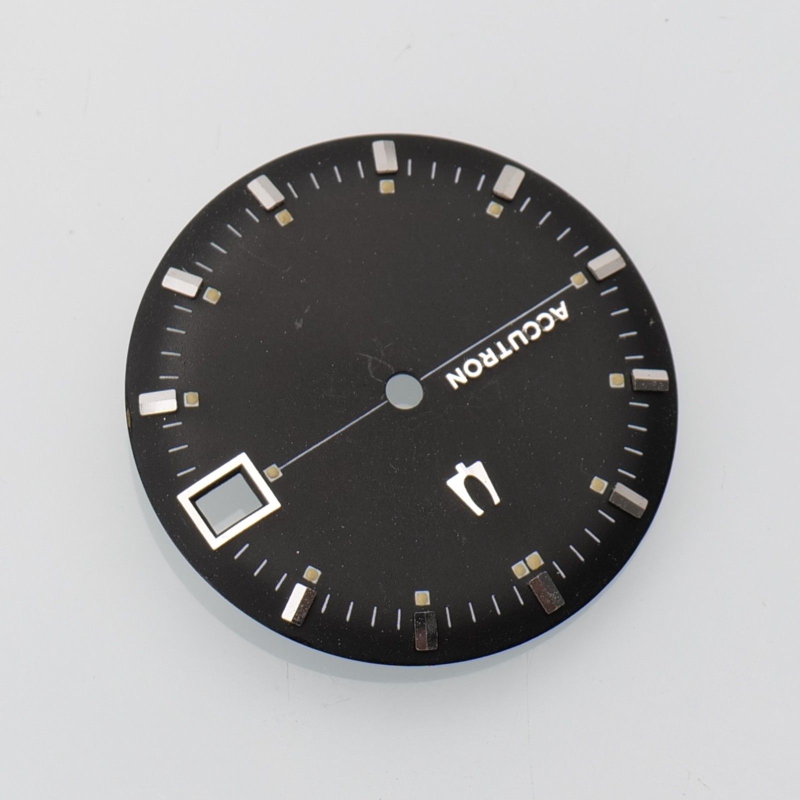 Vintage Bulova Accutron Watch Dial 218 Black Great Condition w/ Date Window
