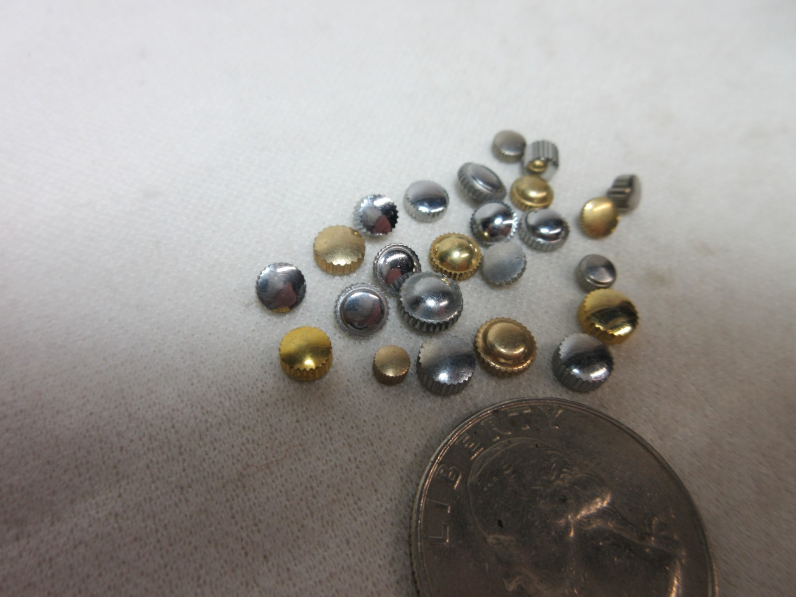 LOT OF 24 WATCH CROWNS WATCHMAKERS PARTS ASSORTED LOT SOME GOLD FILLED PLATED