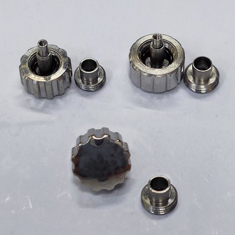 Fits Omega Seamaster Watch 6.5MM 7.0MM Locking Handle Crowns With Tube Silver