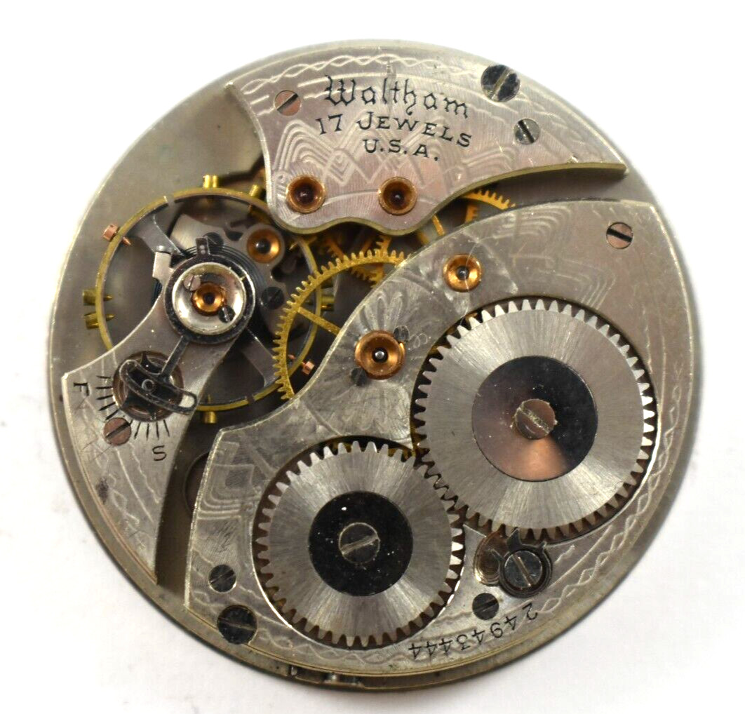 Vintage Waltham Grade 225 12s 17J OF Pocket Watch Movement lot.qk
