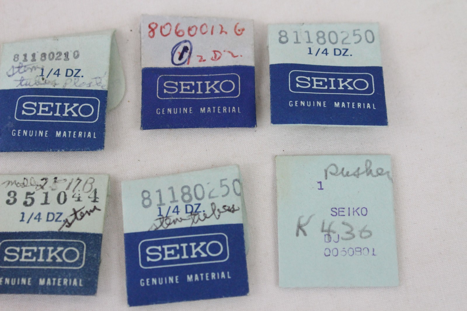 8 Seiko Vintage NOS Watch Parts Lot Wristwatch Stem Tubes OEM 81180250 35111