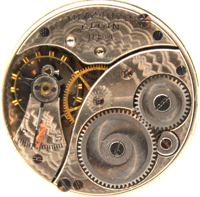 1916 ELGIN POCKET WATCH MOVEMENT 18724072 GRADE: 417 3/0s 7j (QD2)