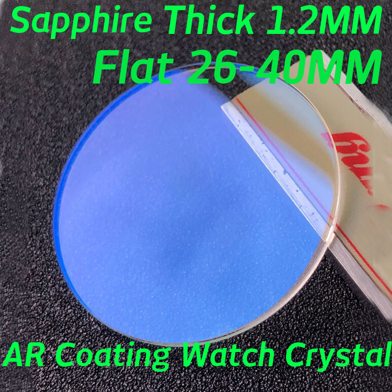 1.2mm Blue AR Coating Sapphire Glass Watch Lens Flat Round Watch Crystal 26-40mm