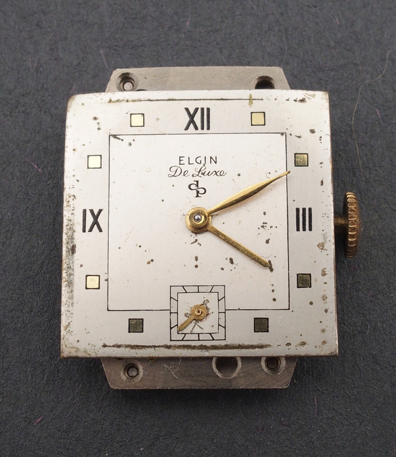 Elgin DeLuxe 17J Grade 558 Watch Movement & Dial for Parts or Repair #F465