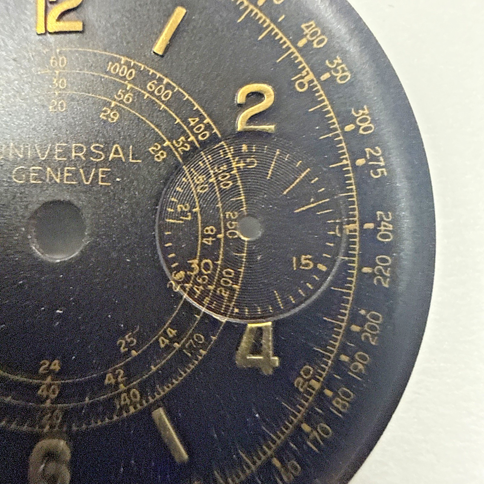 Universal Geneve Vintage Chronograph Black 2 Counter Dial item# e12335