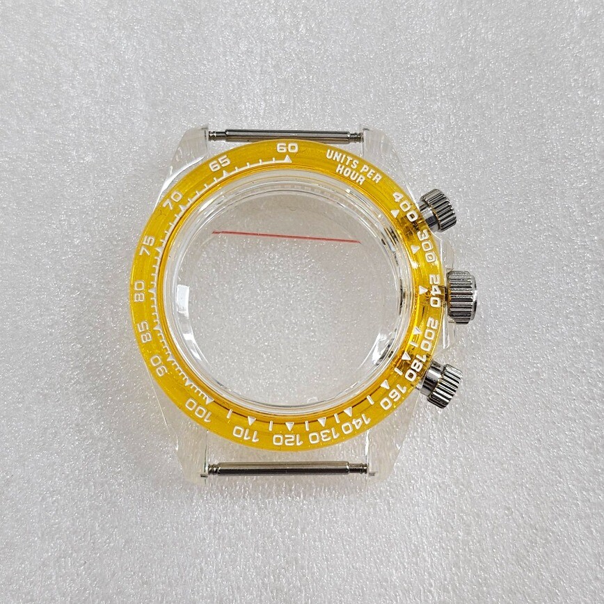 VK63 Case 39mm Transparent Rubber Case Acrylic Glass for Quartz VK63 Movement