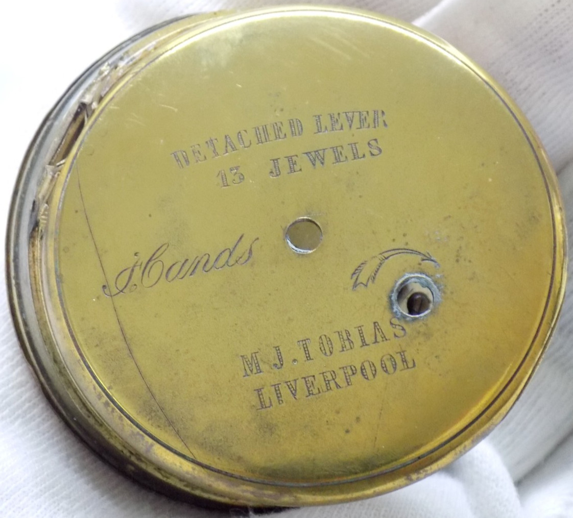 1848 MJ Tobias Liverpool Grade? Model? Pocket 13J Watch Movement w/ Key