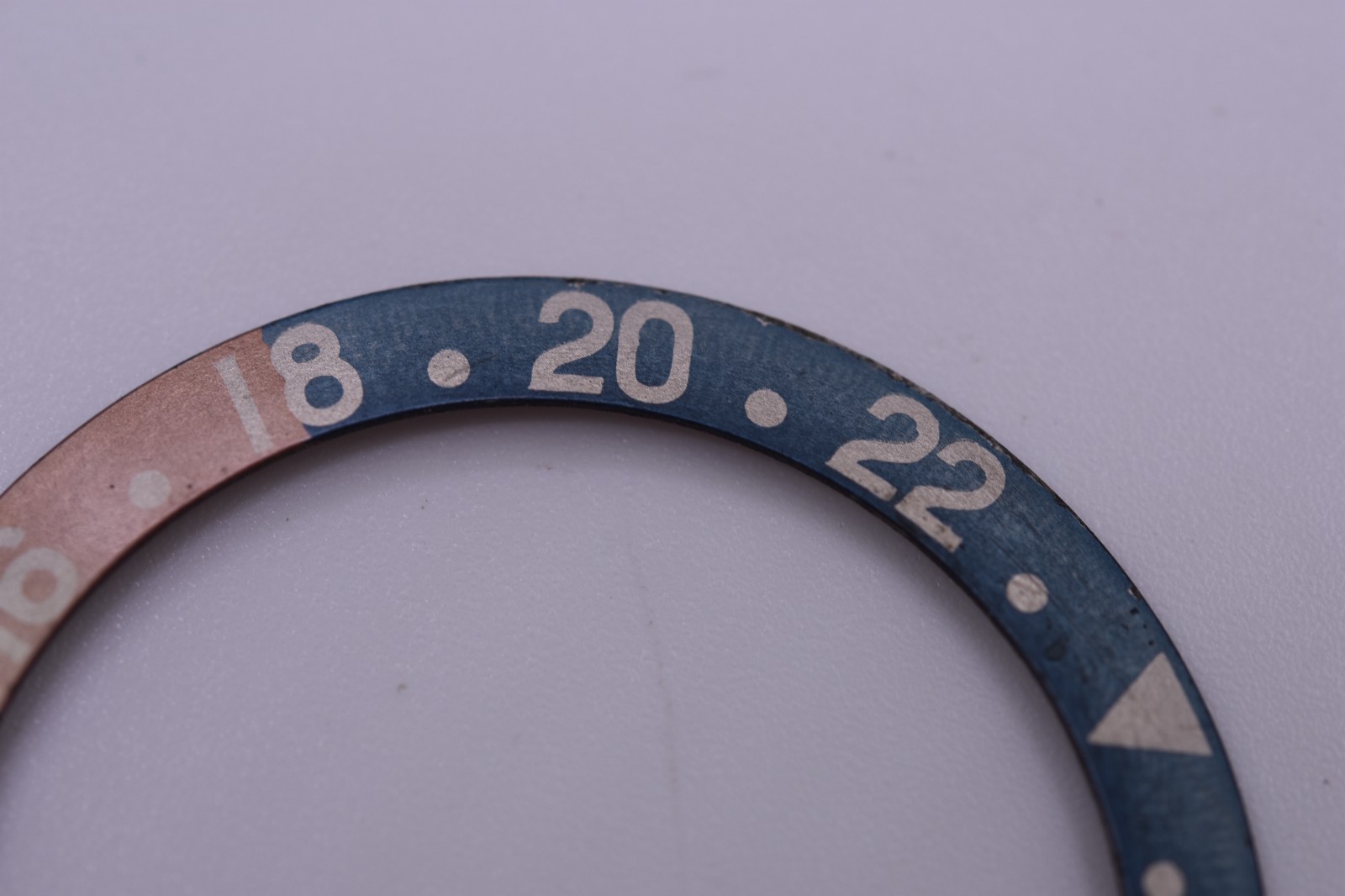 Vintage Rolex GMT Master Pepsi Bezel Insert Faded Ghost Fat Font 1675 Red Back