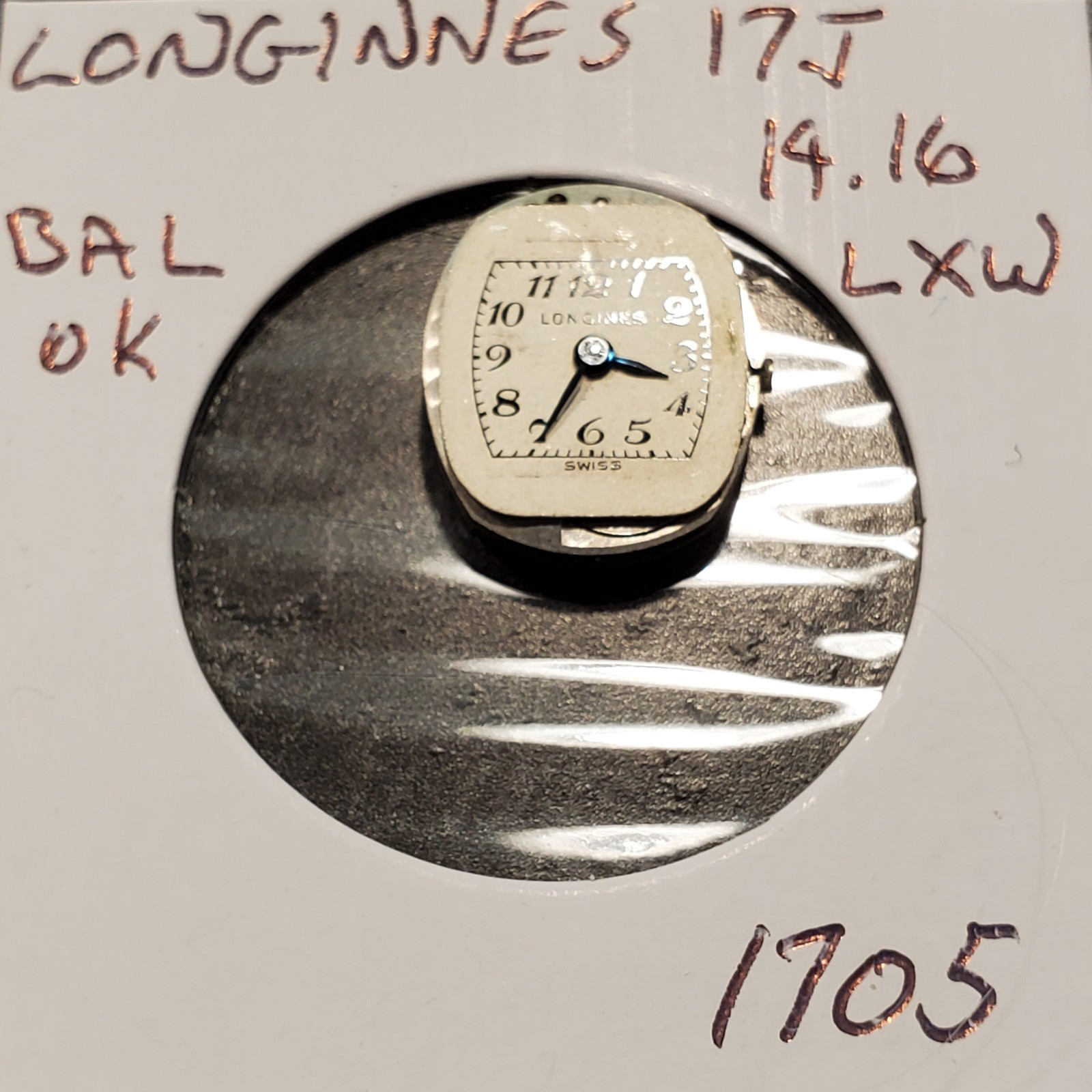 LONGINES 17j 14.16 LXW WRIST WATCH MOVEMENT #1705