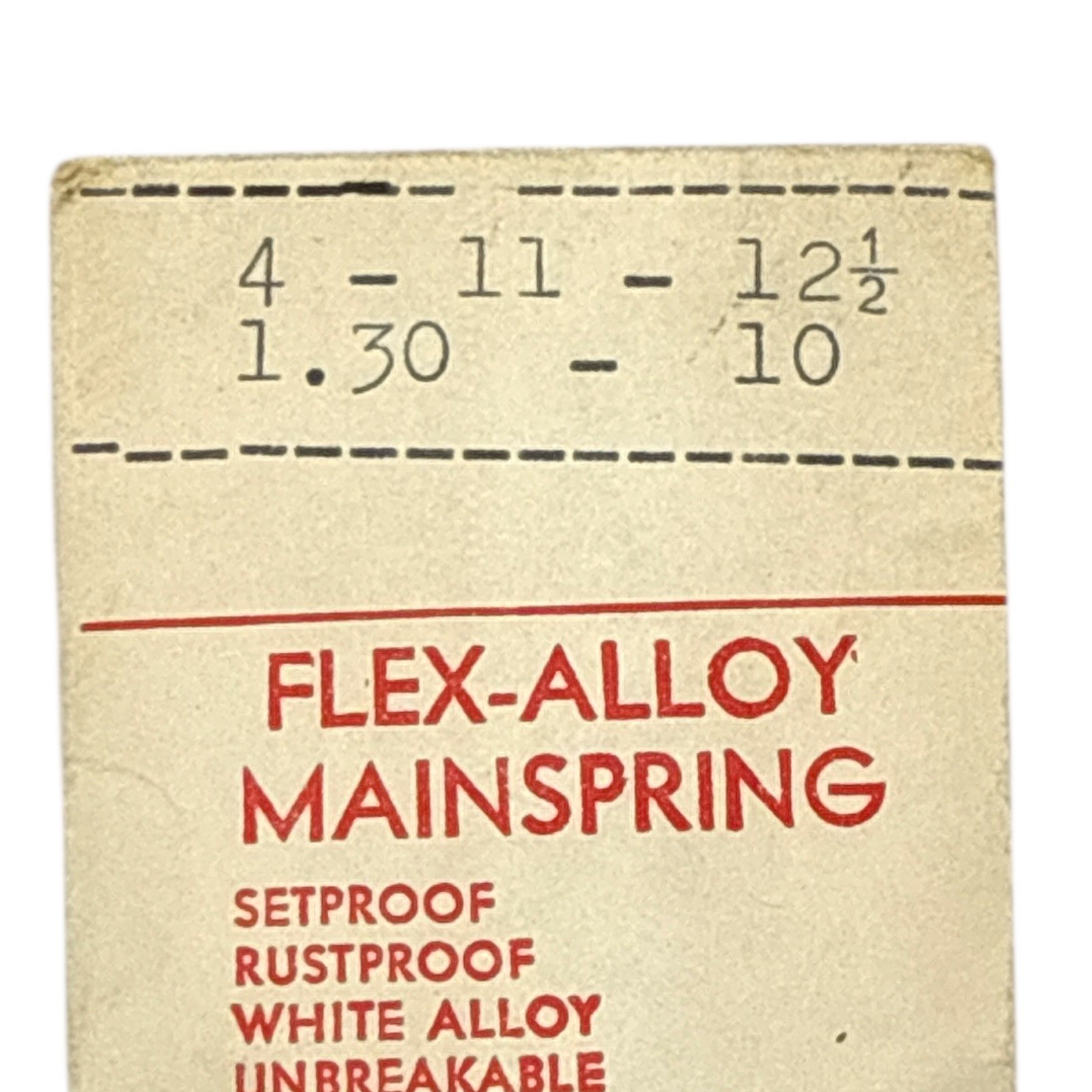 Mainspring 1.30 x 0.10 x 12.5 Alloy Watch Part Denn. 4 x 11 x 12 1/2 NOS Read!