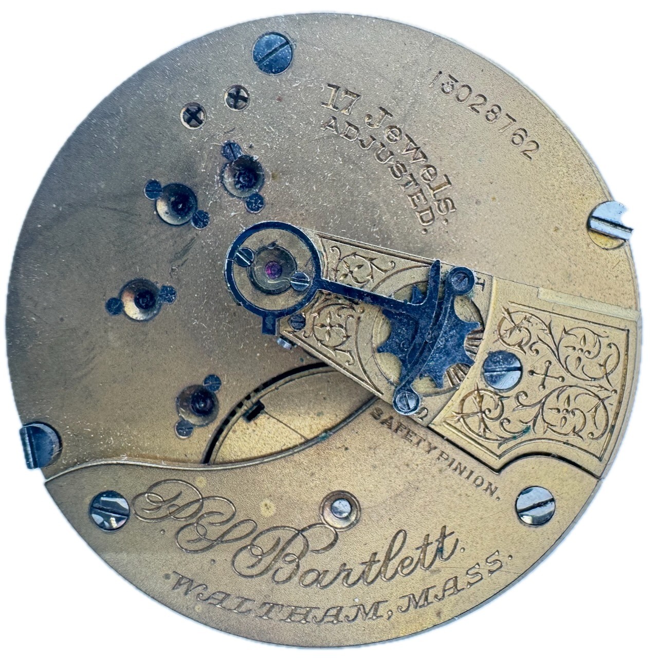 Antique 18s 1903 Waltham Canadian Dial Pocket Watch Movement P.S. Bartlett