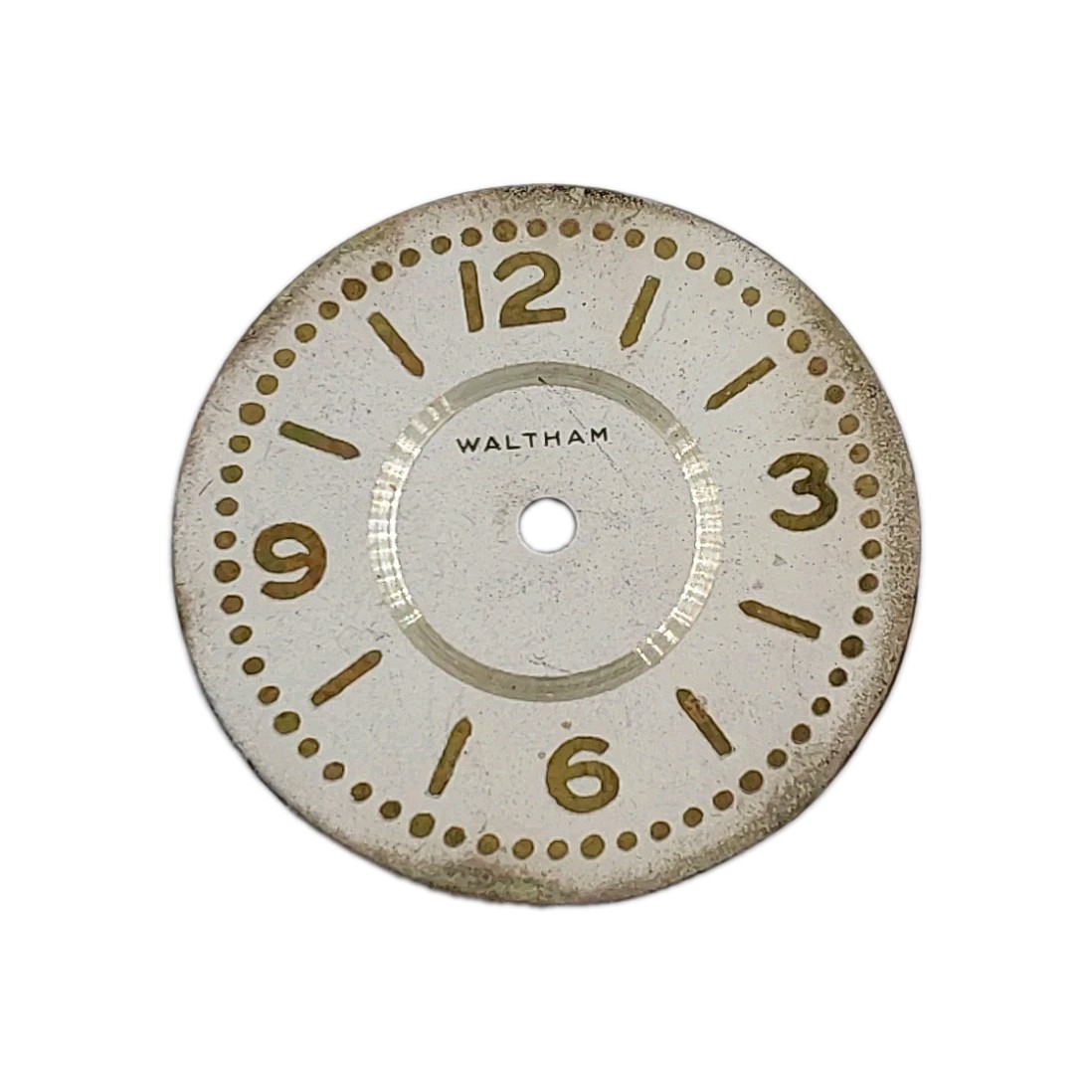 Waltham 26.6mm Metal Raised Gold Numbers Wristwatch Dial Only 2034