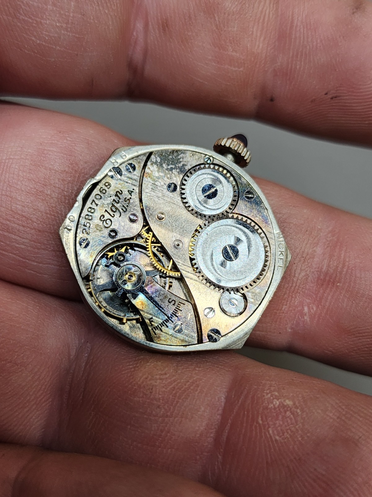 (For Parts Not Working) – ELGIN Nickel Wrist WATCH Face Movement Only