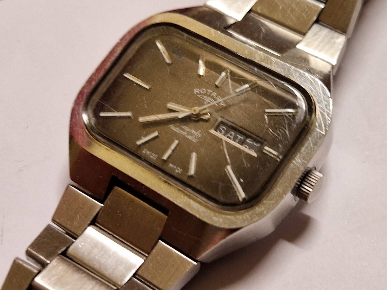 vintage ROTARY Automatic AS 2066 TV cased collectible day date needs serviced