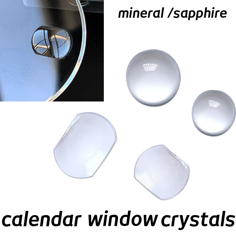 Square Round Mineral Sapphire Watch Crystal Date Calendar Window Magnify Glass