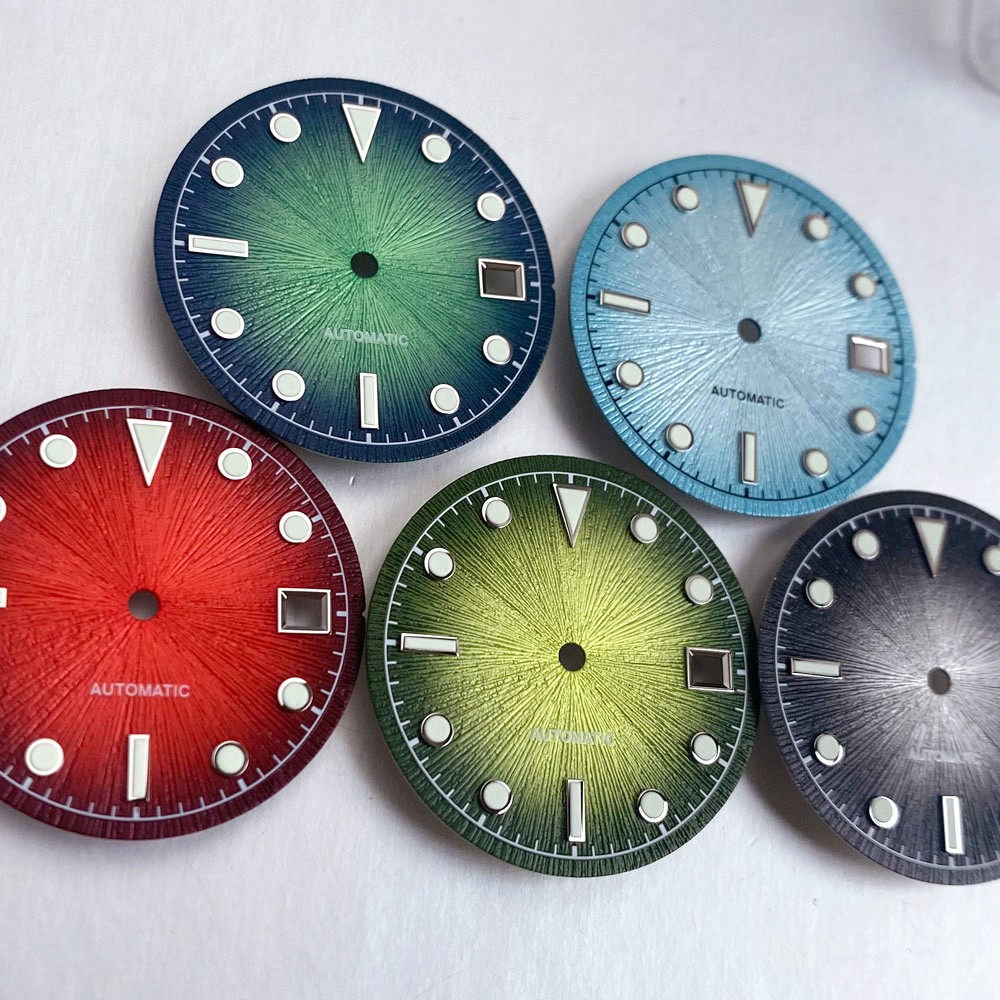 New 29mm Lume Sunburst Black Blue Green Red Watch Dial Hand Set Fit Miyota 8215