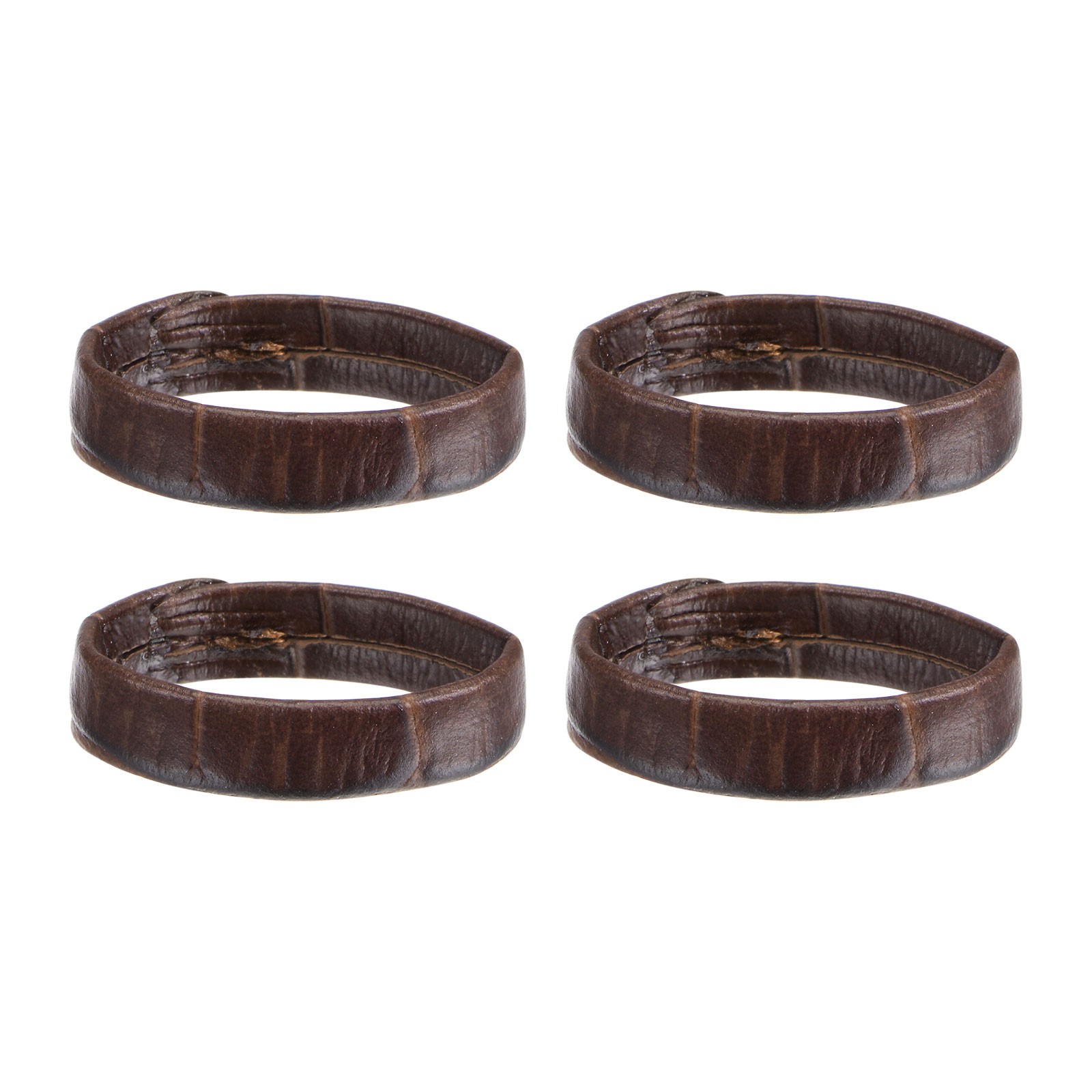 4 Set PU Leather Loops Retaining Ring for 22mm Width Watch Band Dark Brown