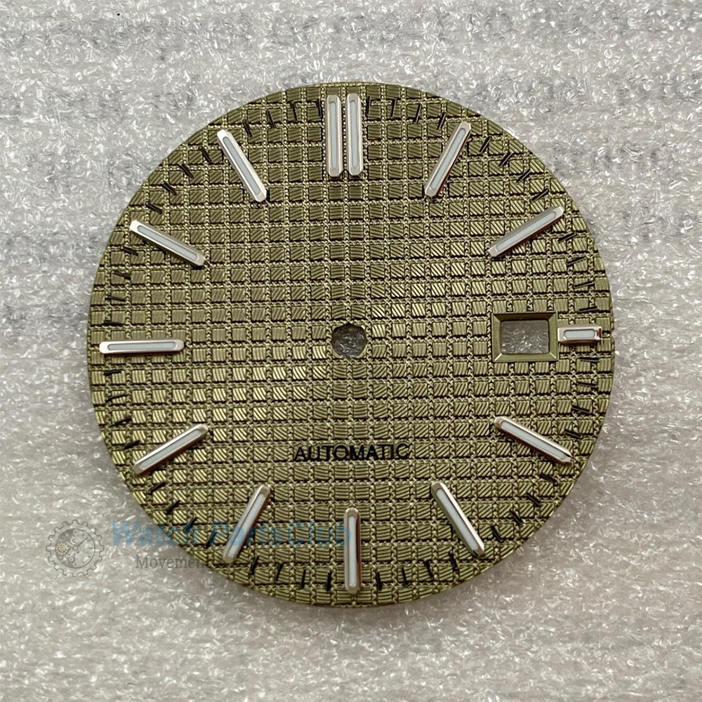 31.8mm Grid Green Luminous Calendar Watch Dial Fit NH35 NH36 Movement